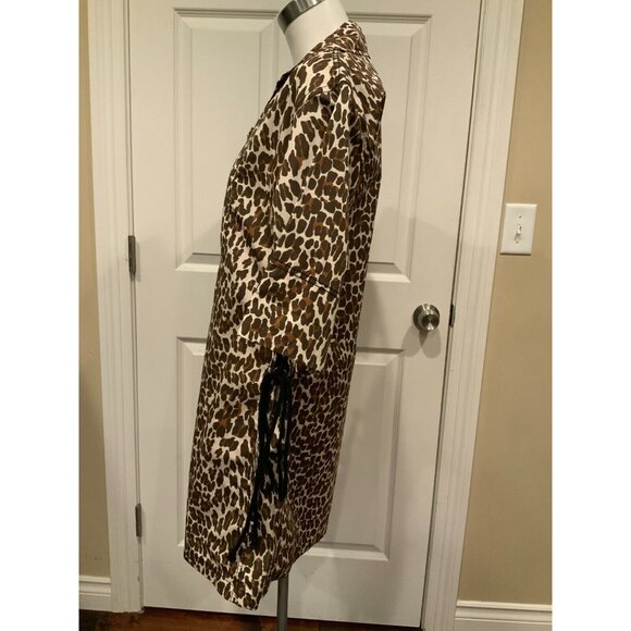 Tory Burch Brown Animal Leopard Print Reva Collared Shirt Dress, Size 4 - Picture 5 of 10